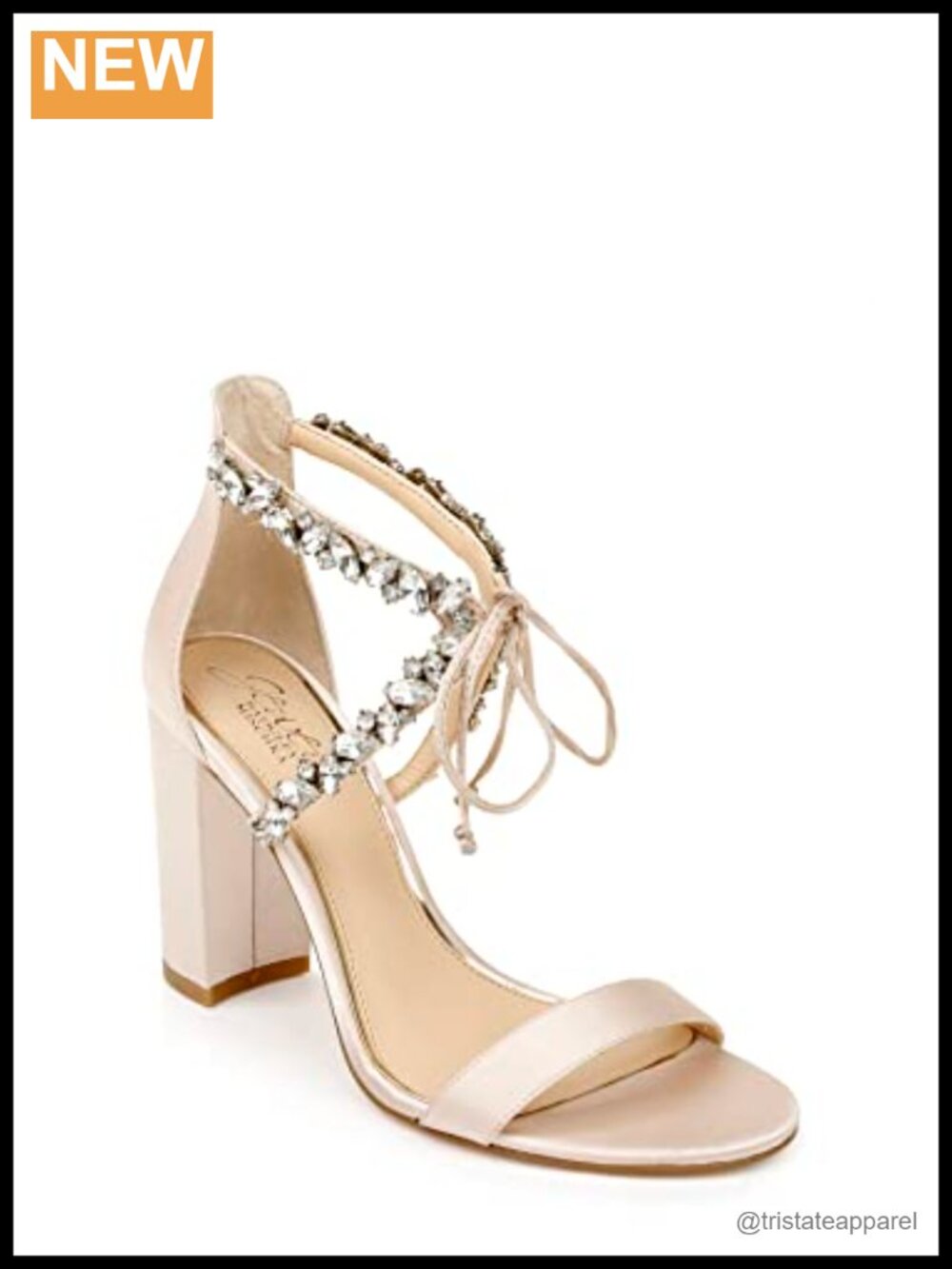 Crystal Strappy Block Heel Lace Up Formal Wedding Sandal